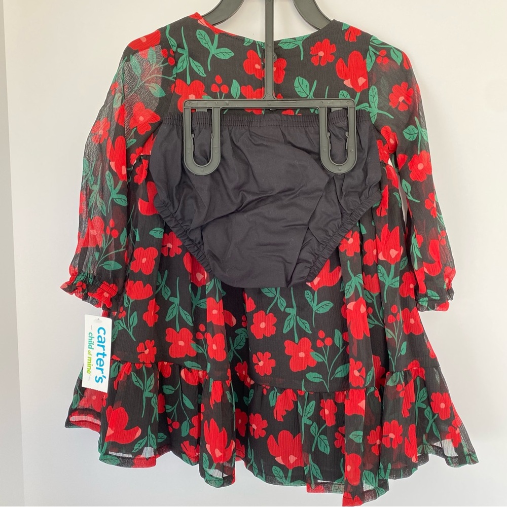 Little Me Red Black Plaid Jumper And Carters Floral Dress Toddler Girl 18 Months - Picture 5 of 6